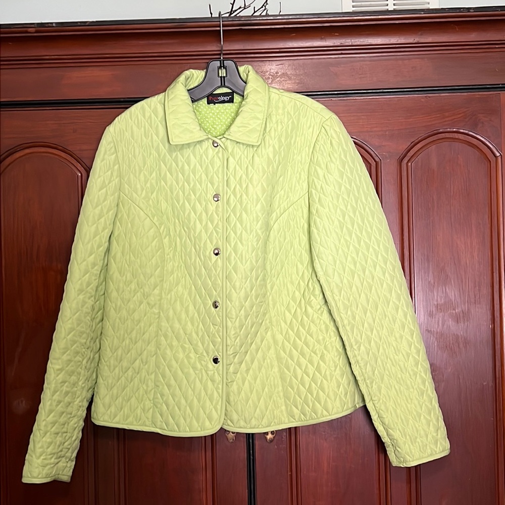 Pantology Mint Green Snap Button Down Quilted Jacket Size 14